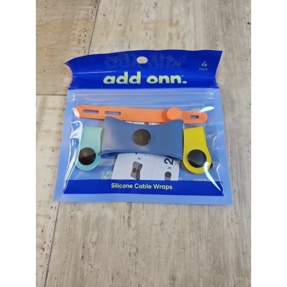 Onn Silicone Reusable Cable Wraps Box of 6 (4-Pack Each) Rubber Cable Ties 24ct